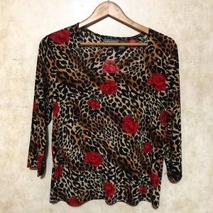 Kathy Ireland | Animal Print w/ Rose Top | Size XL